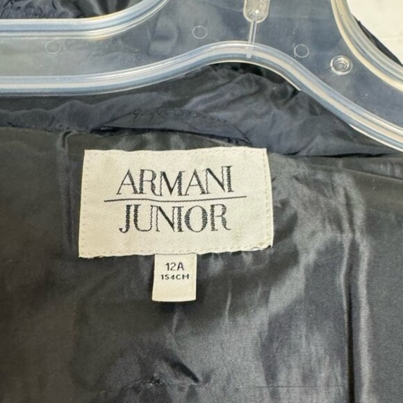 Giorgio Armani Junior Puffer Hood Ruffles Jacket Coat Zip Logo Pockets Warm 12 - Picture 7 of 16